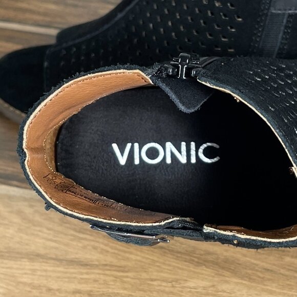 Vionic Aloft Chryssa Womens Size 6.5 Shoes Black Suede Open Toe Ankle Boots - Picture 12 of 14